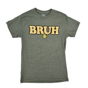 DXM Small T-Shirt Heather Green Bruh Frog Graphic Tee Humor Casual Aesthetic